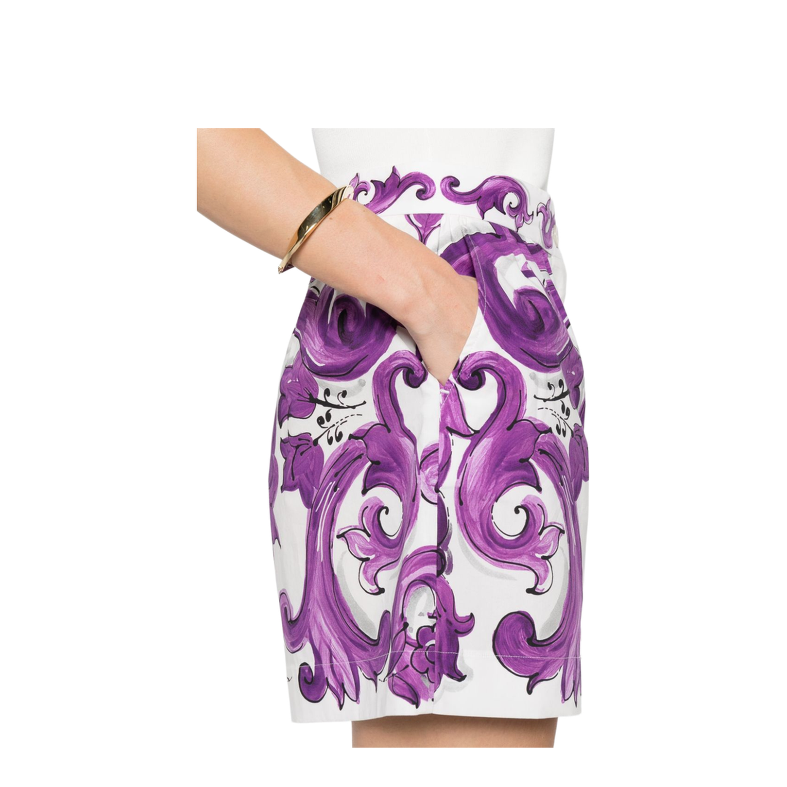 Cotton Shorts with Maiolica Print