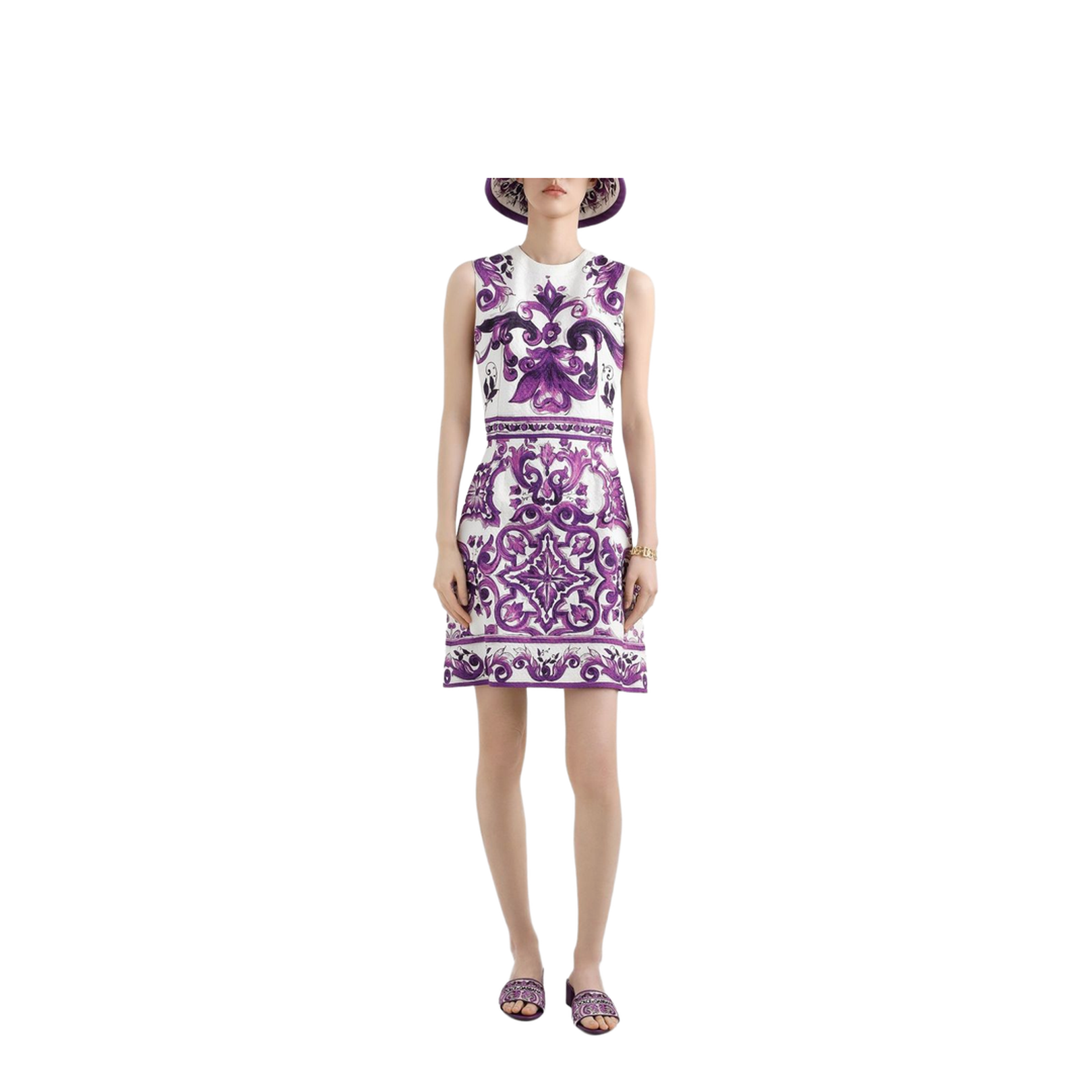 Thigh-Length Tubino Maiolica Print Dress