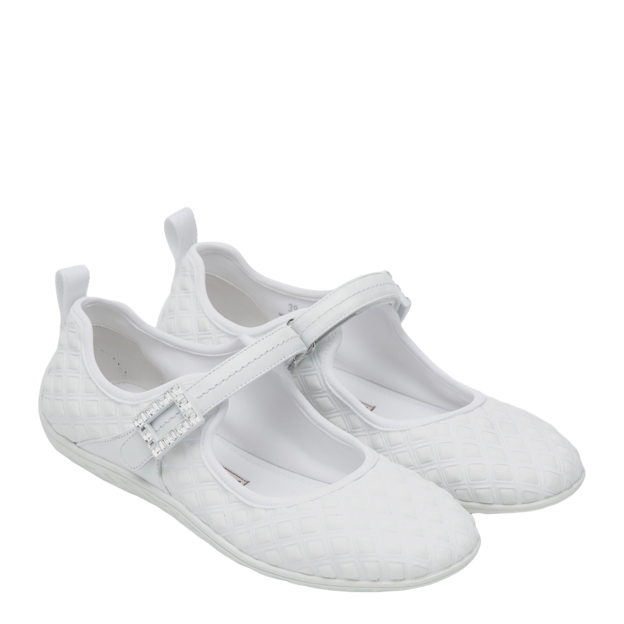 Low Ballerina Flats with Fabric Strap in White