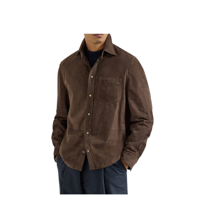 MAYFEYR - Brunello Cucinelli - Brown Leather Shirt - MPCFN2039C8552