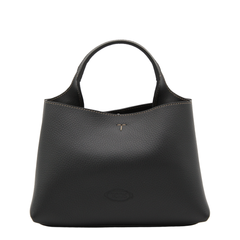 T Timeless Micro Hammered Leather Handbag - Black