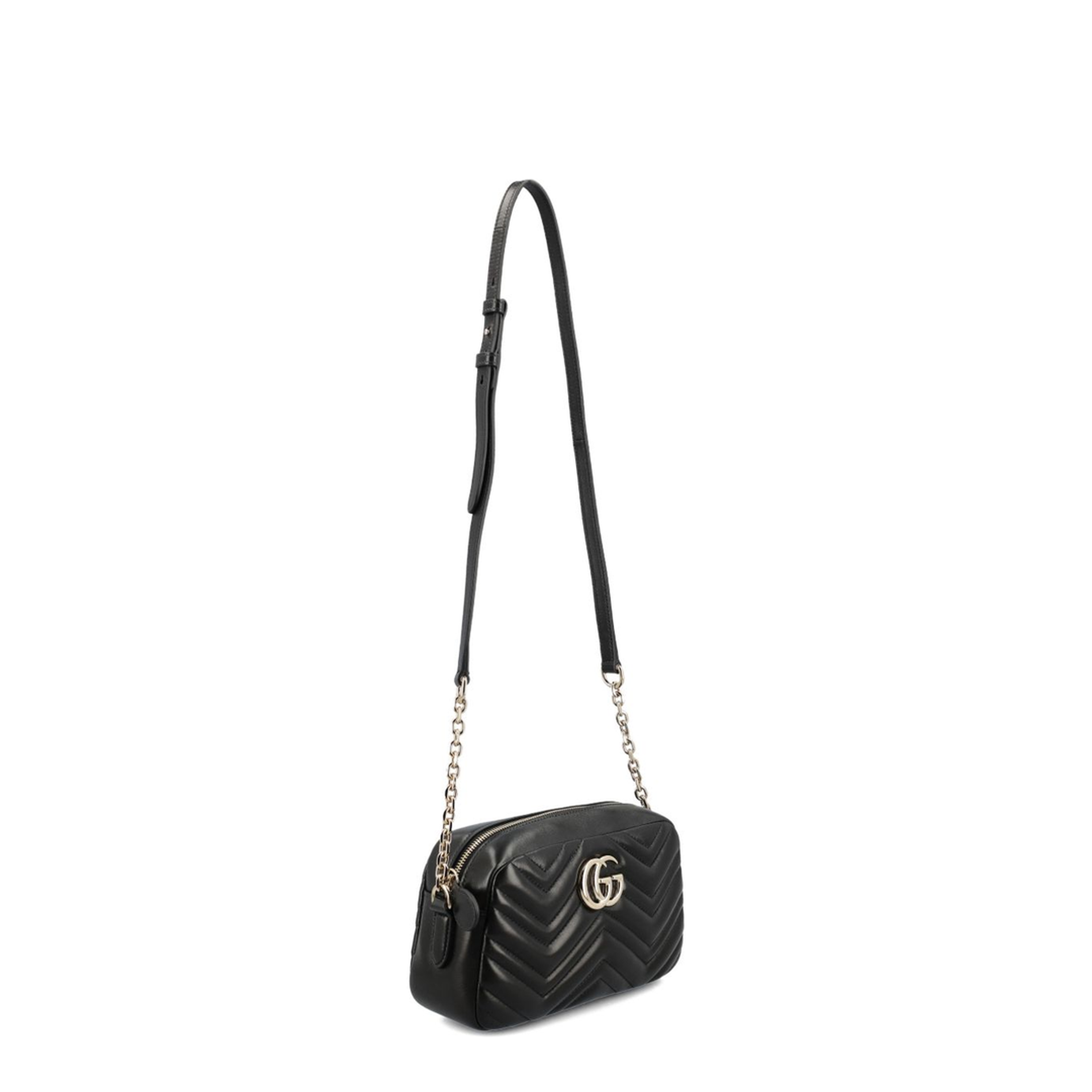 GG Marmont Small Matelassé Leather Camera Bag - Black
