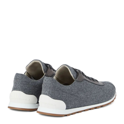 MAYFEYR - Brunello Cucinelli - Virgin Wool Flannel And Lamé Calfskin Runners With Monili - MZ26G3031C003