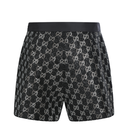Embroidered Wool Tweed Lamé Shorts