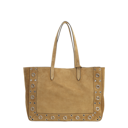Beige Suede Shopping Bag