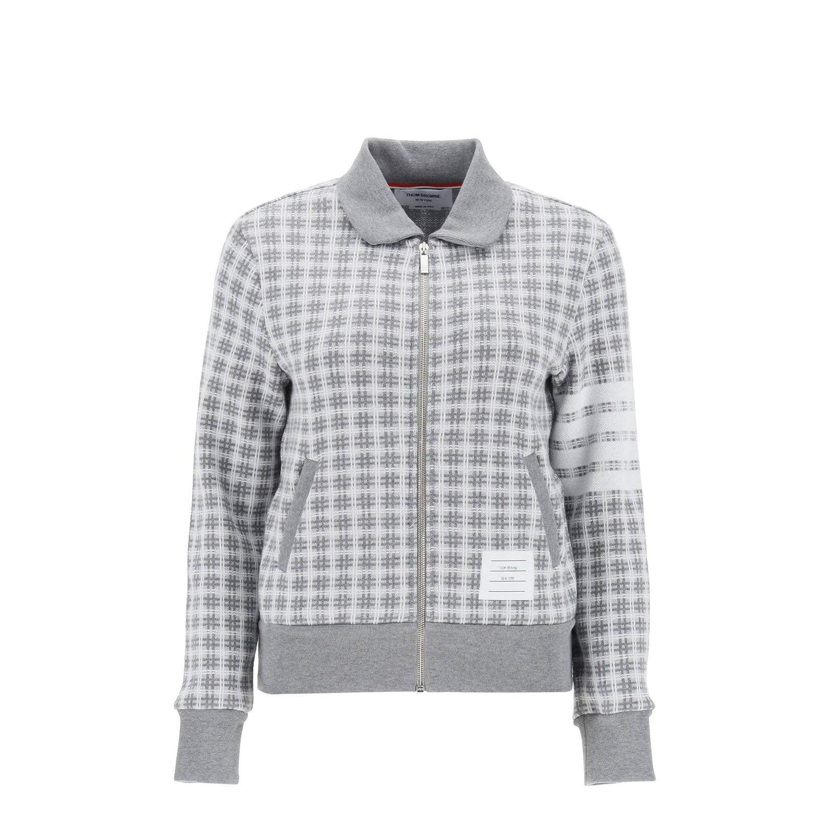 Thom Browne 4-bar sweatshirt in check knit