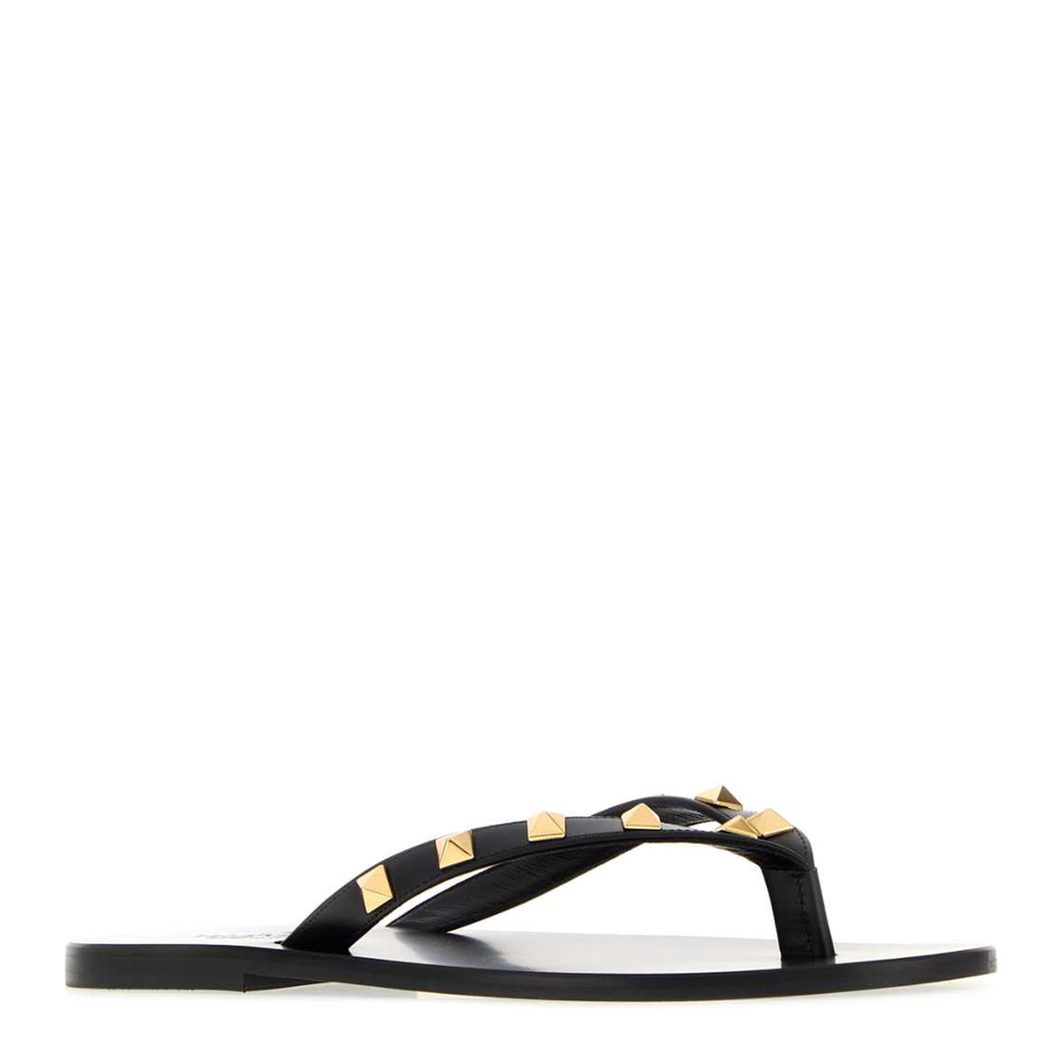 MAYFEYR - Valentino - Black Leather Rockstud Thong Slippers - 9W2S0QD3MRI0NO