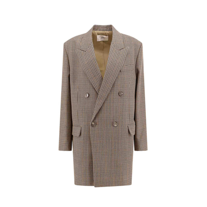 Virgin Wool Blazer with Pied de Poule Motif