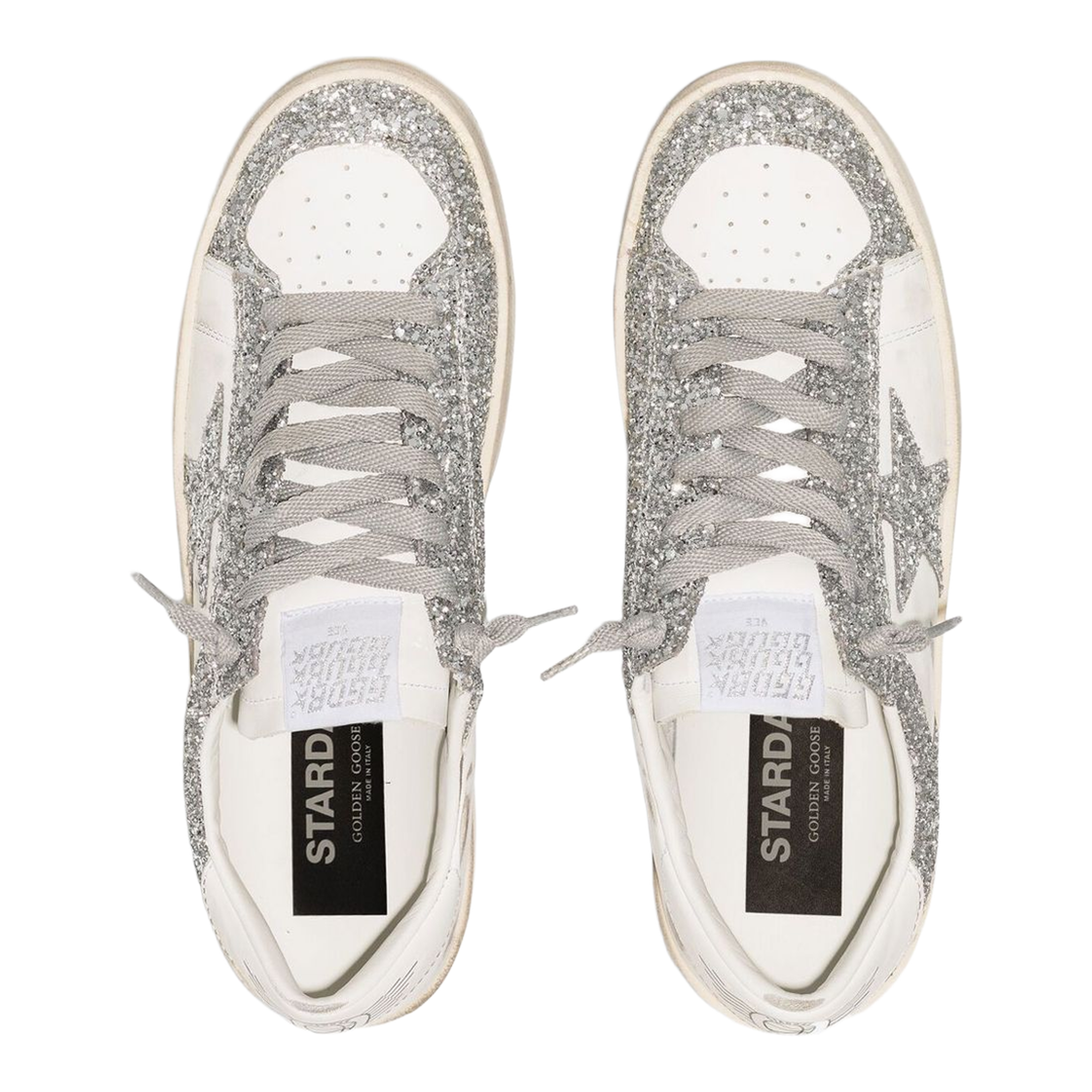 Stardan Sneakers in White and Silver Glitter
