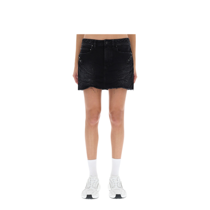 Black Denim City Mini Skirt