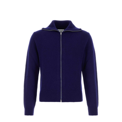 Blue Wool Blend Cardigan