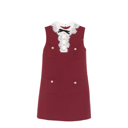 MAYFEYR - Self Portrait - Embroidered Midi Dress With Bow - PF26-001SB-BUBURGUNDY