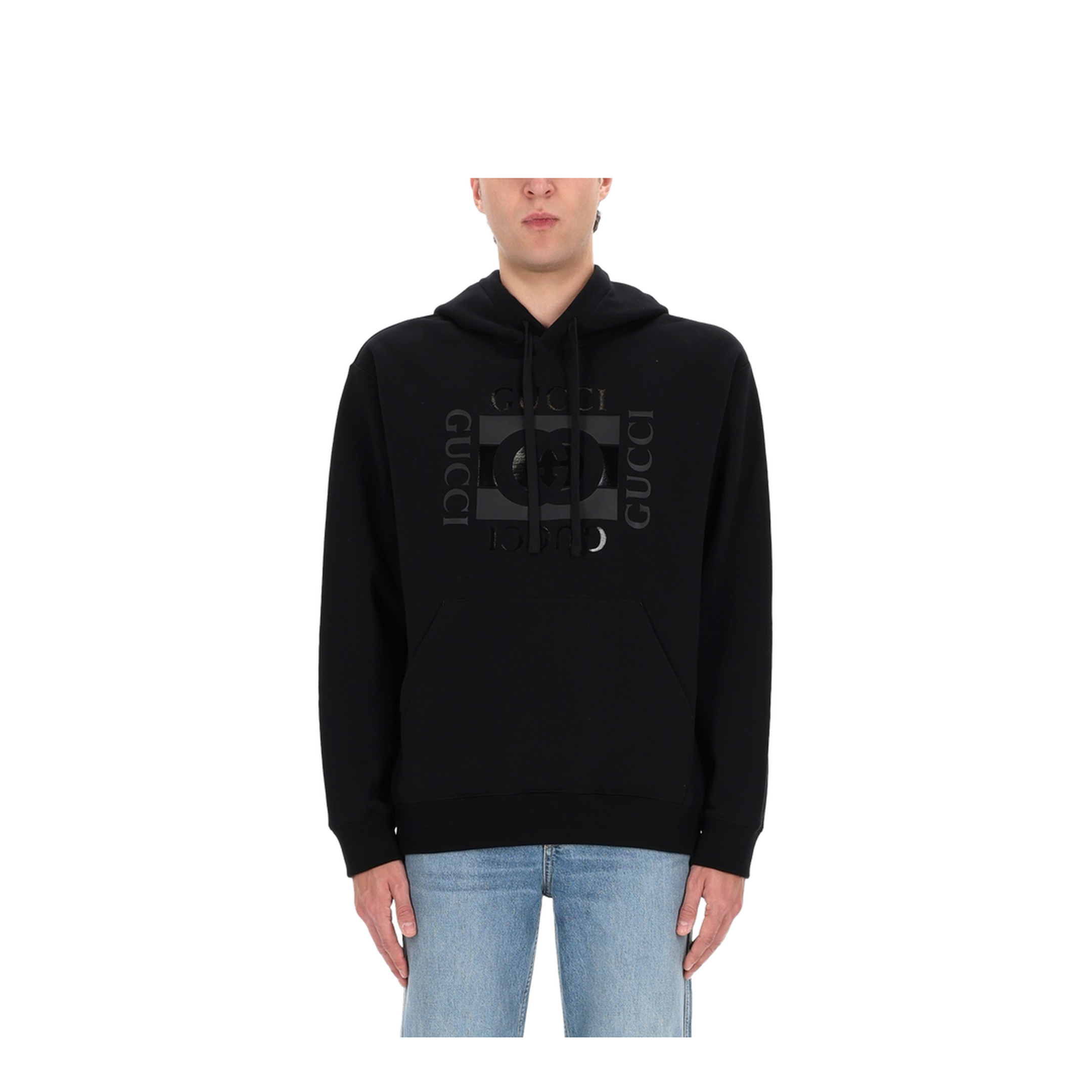 Cotton Jersey Sweatshirt with Print in Black