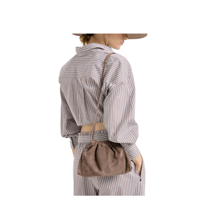 Duo Medium Suede Crossbody - Light Brown