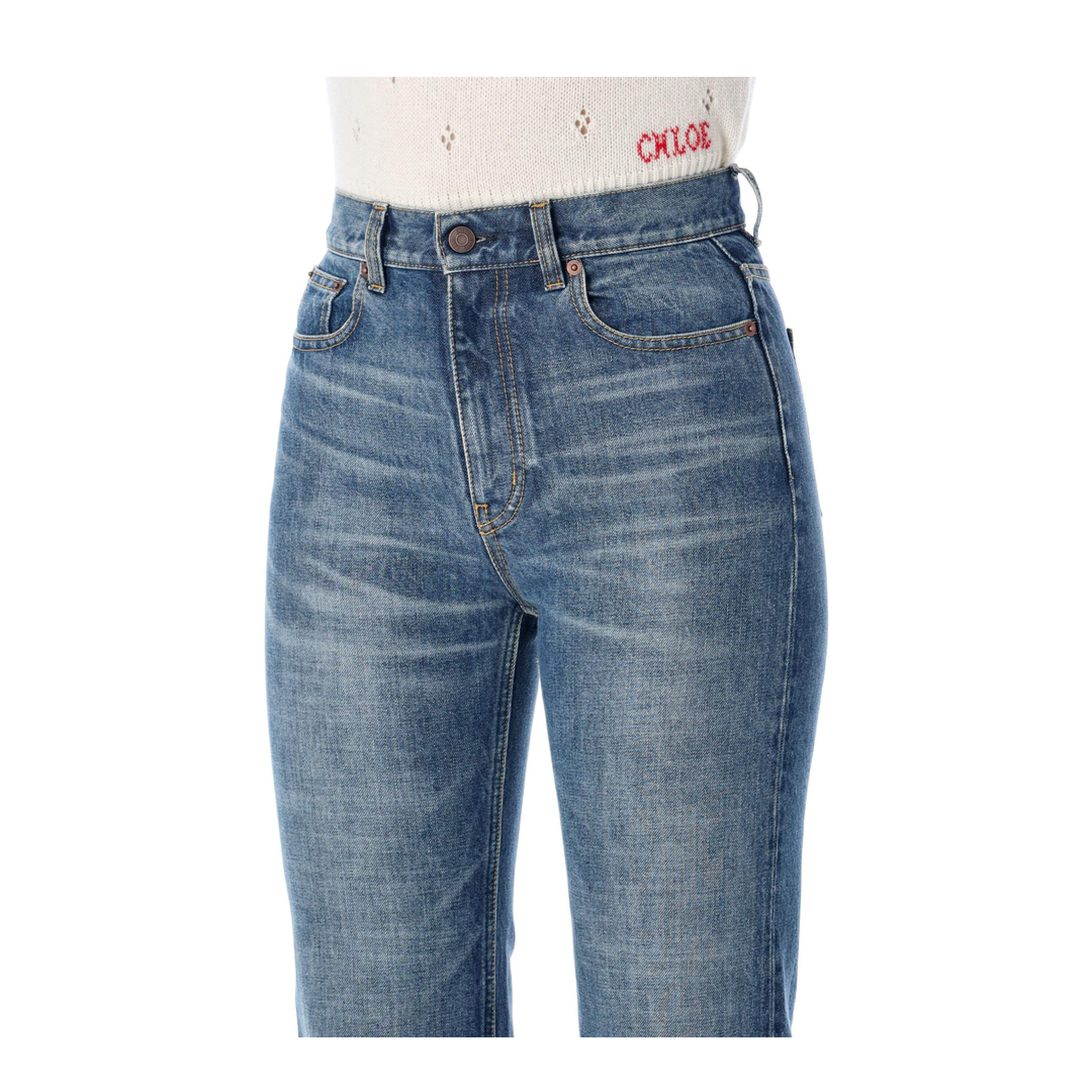 Straight-leg denim jeans