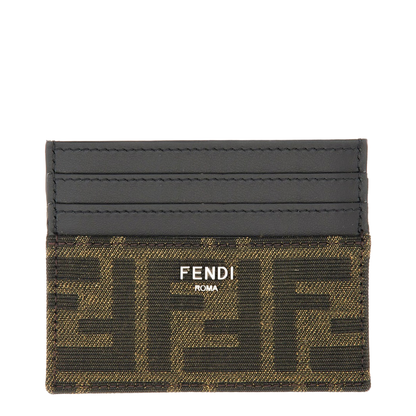FF Jacquard Card Holder Leather Brown