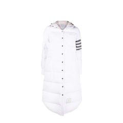 Down Filled Below Knee Hooded Shirtdress With 4 Bar In Military Ripstop