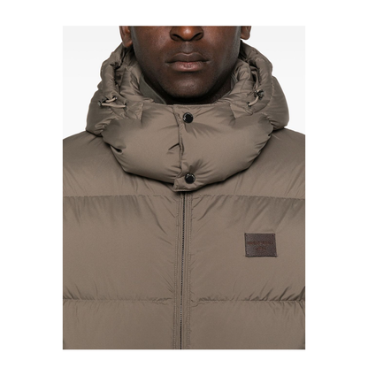Water-repellent, quilted ripstop nylon hooded down jacket