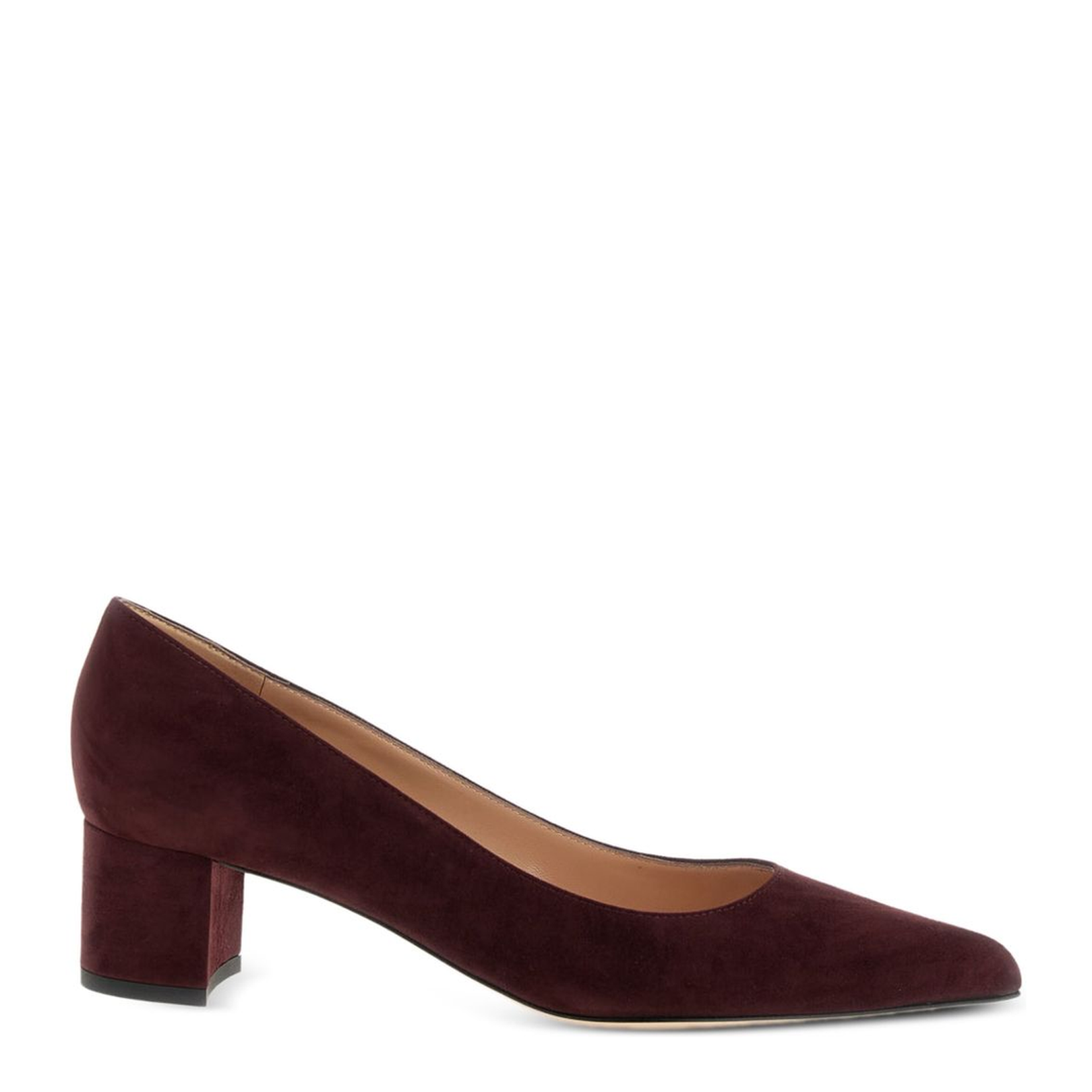 Suede Leather Pumps in Dark Red