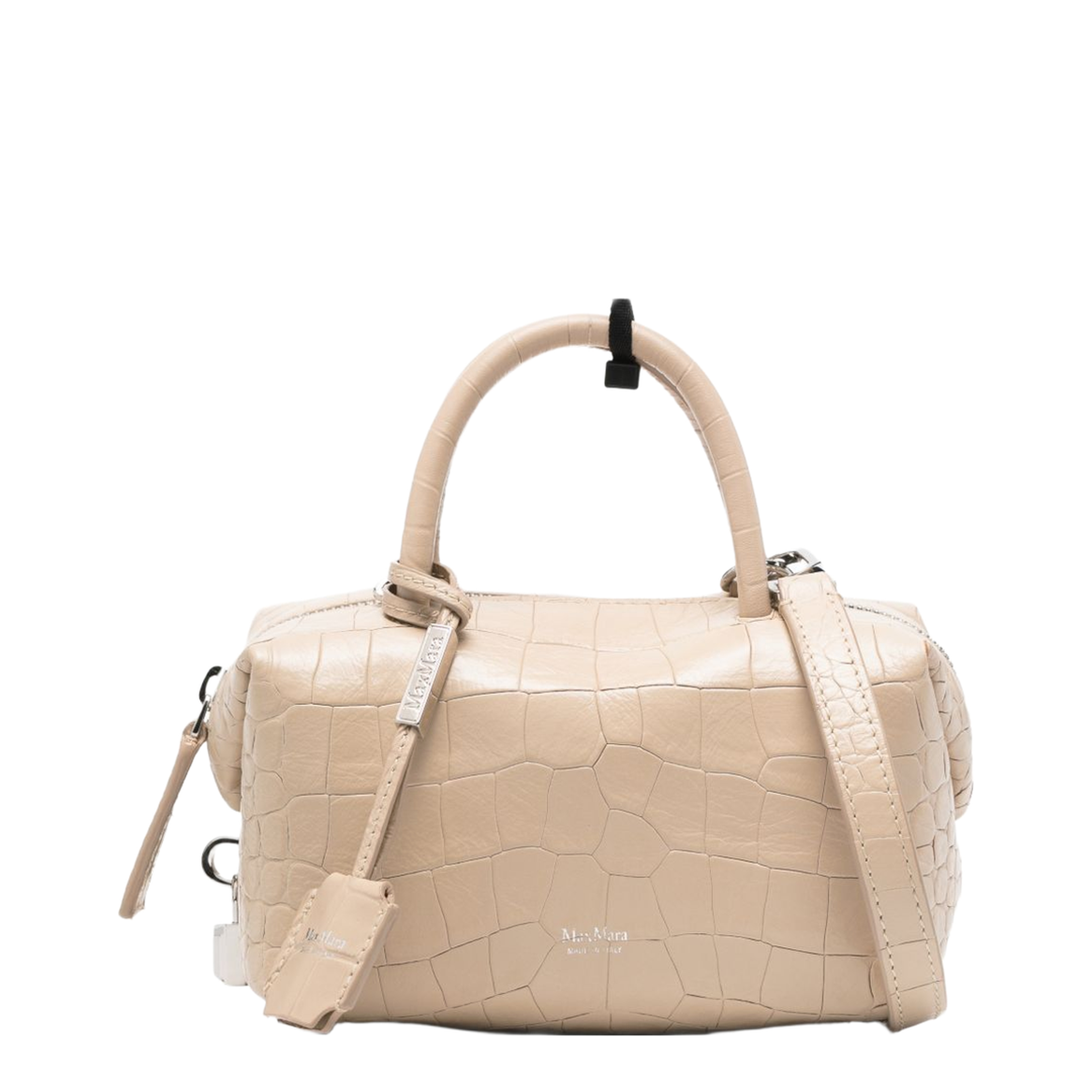 Boston Leather Handbag - Beige