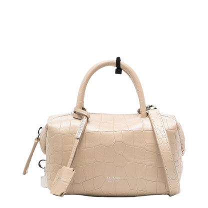 Boston Leather Handbag - Beige