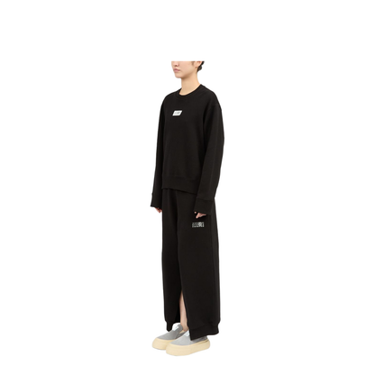 Black Numbers Appliqué Crew Neck Long Sleeve