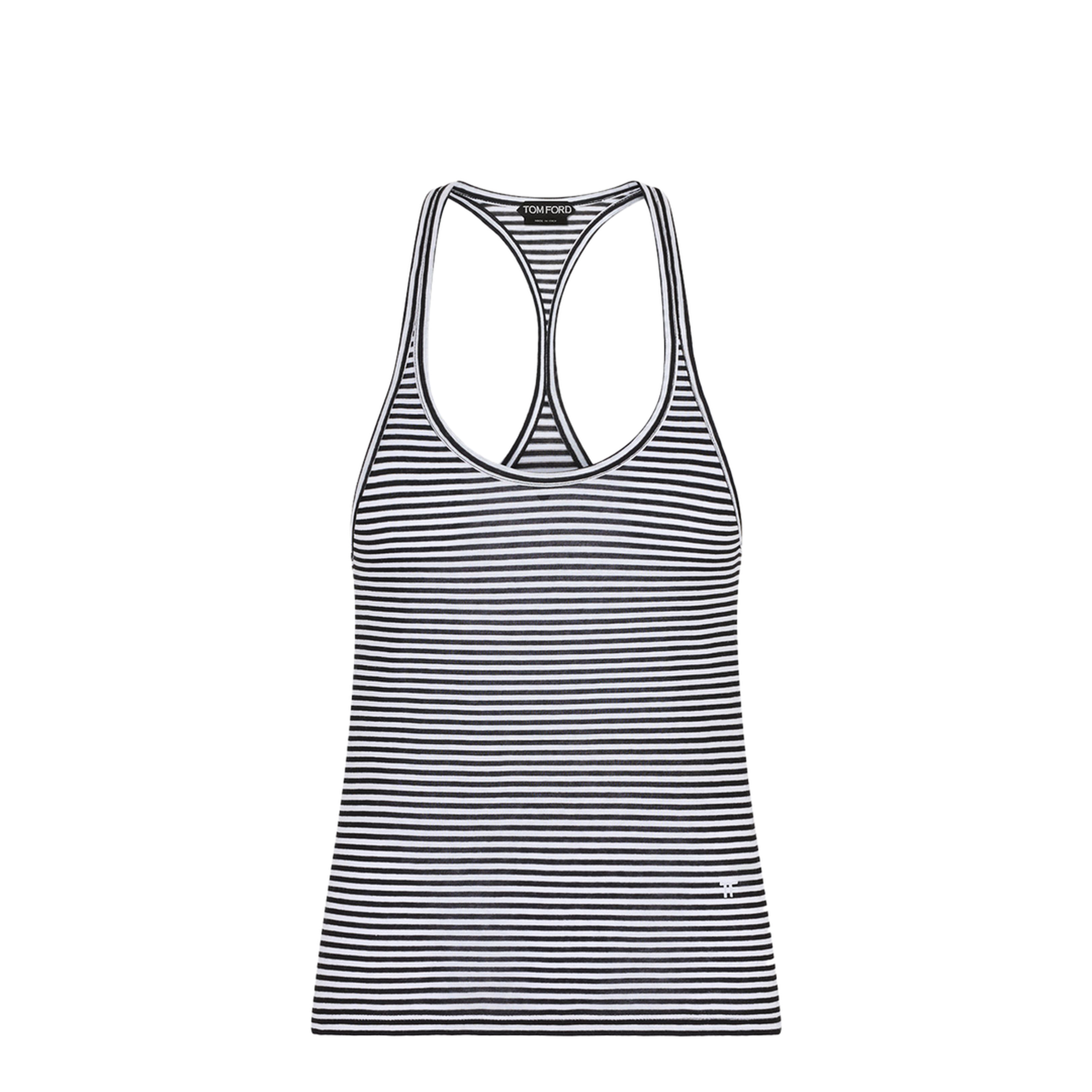 MAYFEYR - Tom Ford - Striped Viscose Tank Top With Tonal Embroidered Logo - TSJ634JEX187