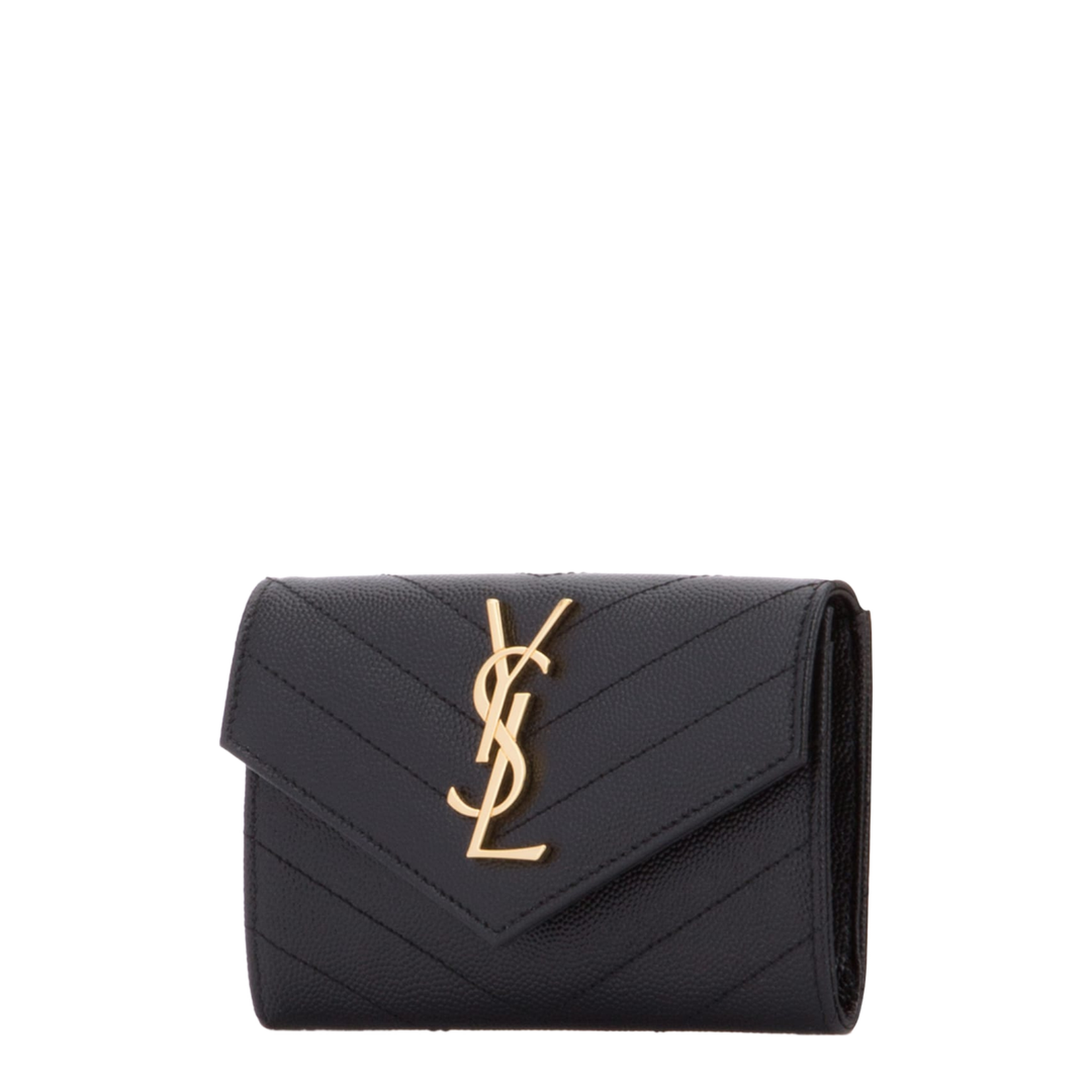 Cassandre Matelassé Small Leather Wallet - Gold