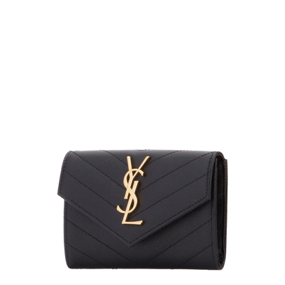 Cassandre Matelassé Small Leather Wallet - Gold