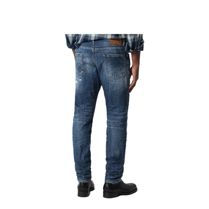 Slim Blue Washed Jeans with Rips