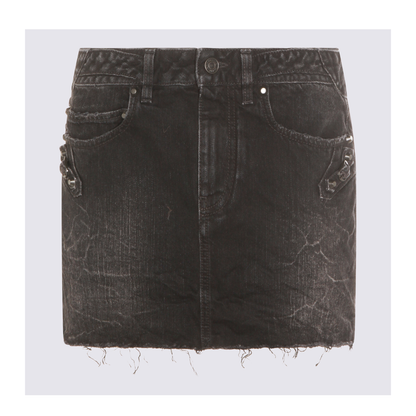 Black Denim City Mini Skirt