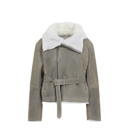 Cropped Suede And Shearling Flight Jacket