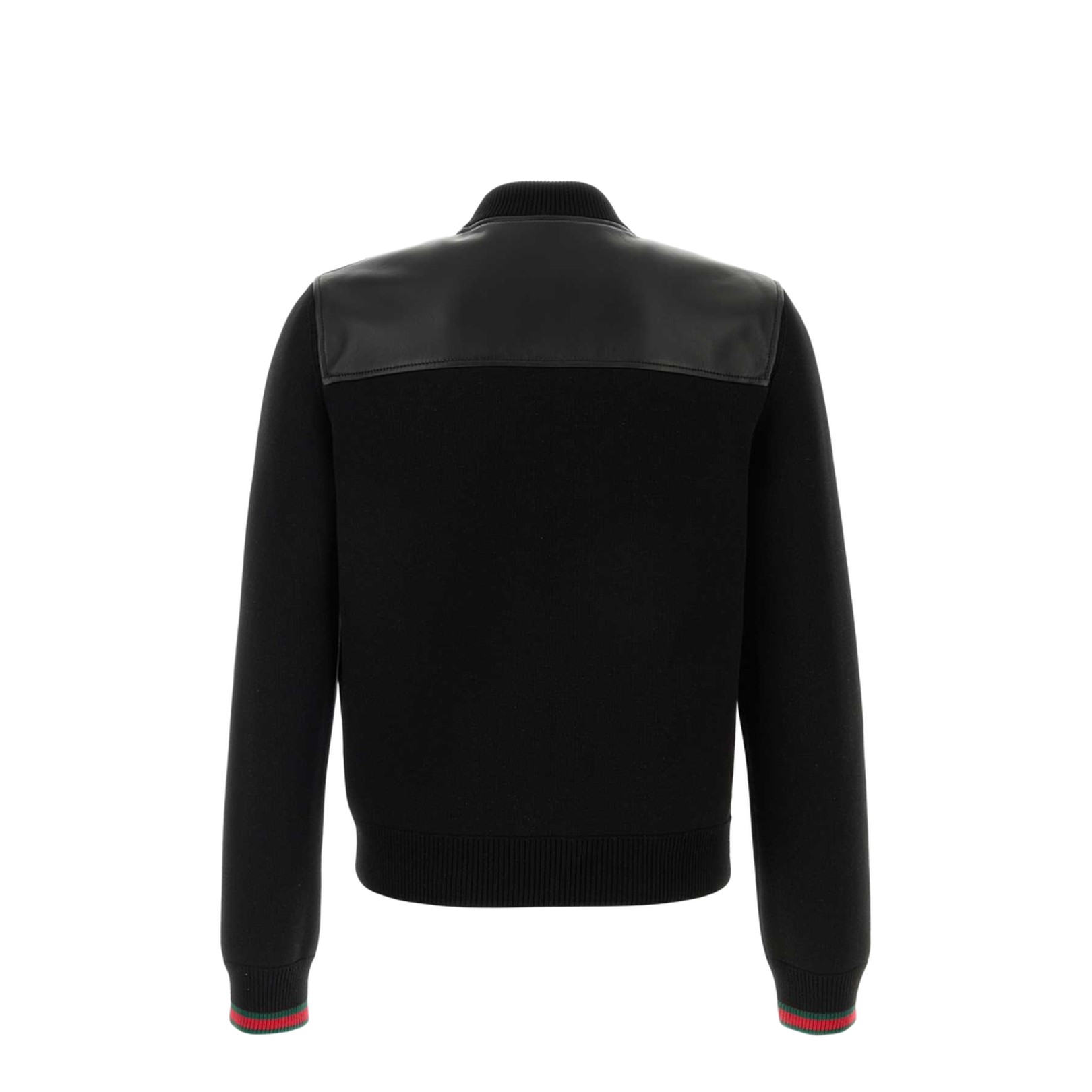 Nappa Leather and Knit Bomber Jacket in Black
