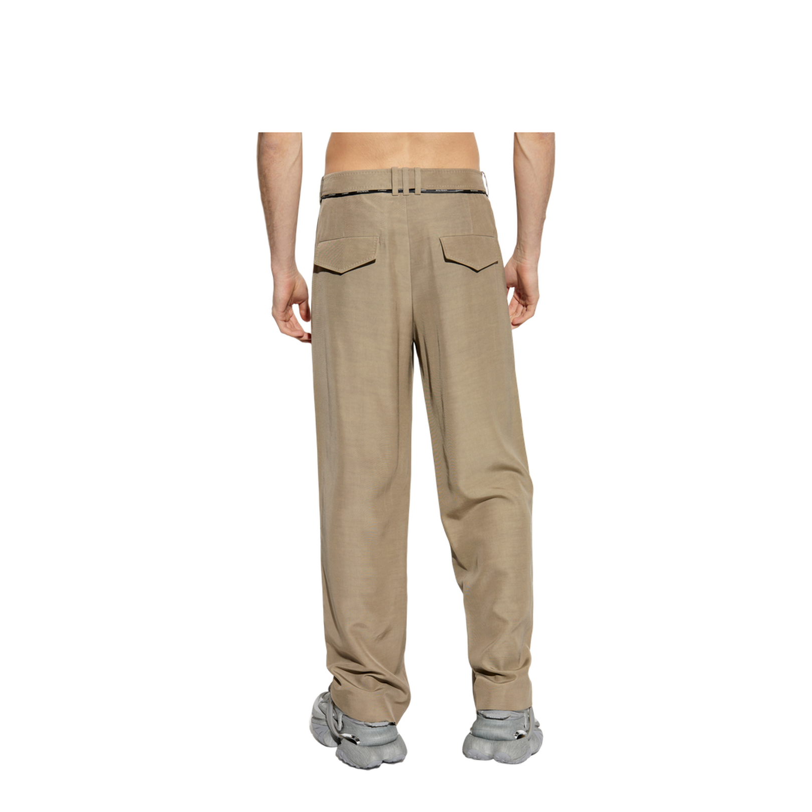 Pleated Cupro Trousers Brown