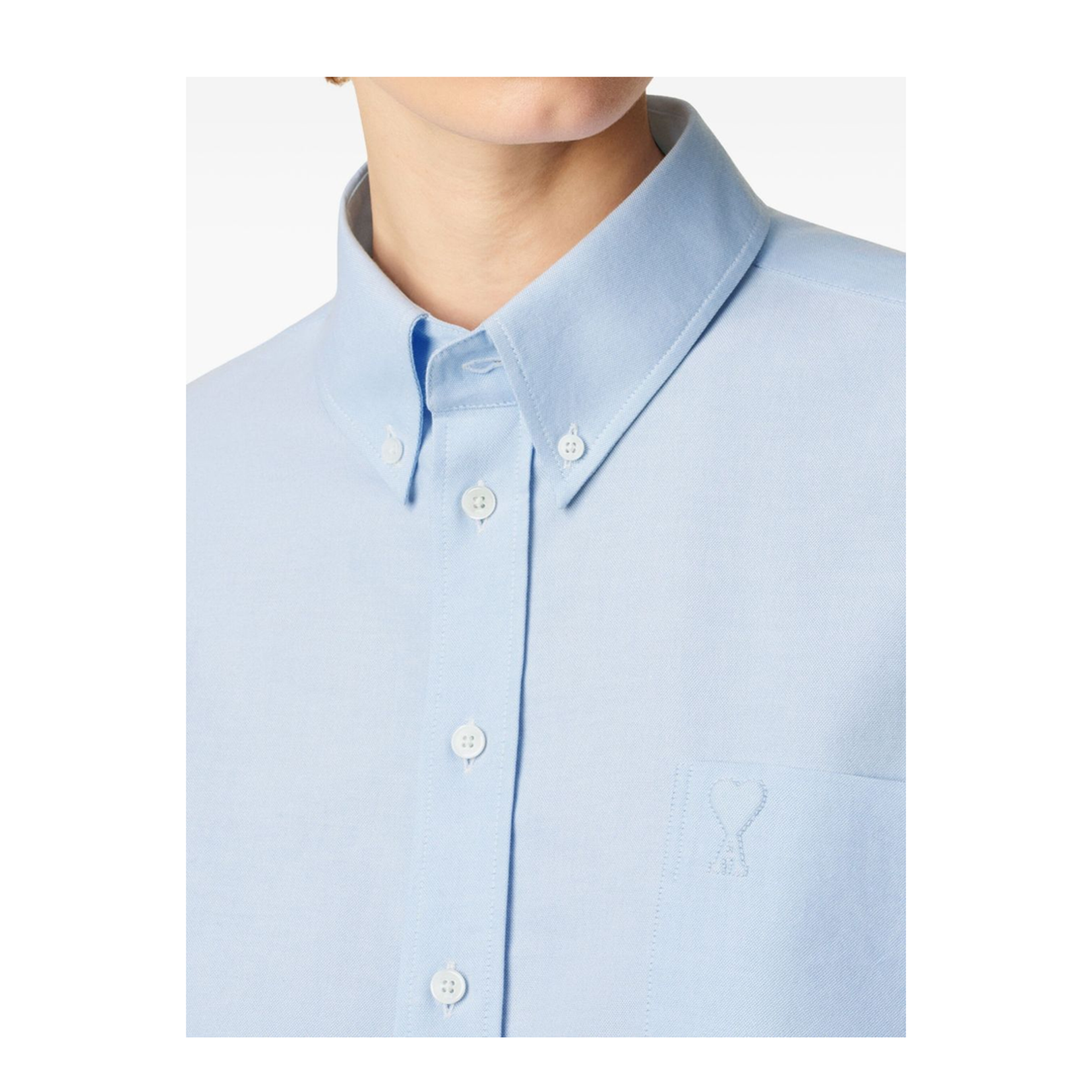 Blue Cotton Cropped Oversized Shirt