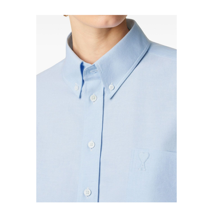 Blue Cotton Cropped Oversized Shirt