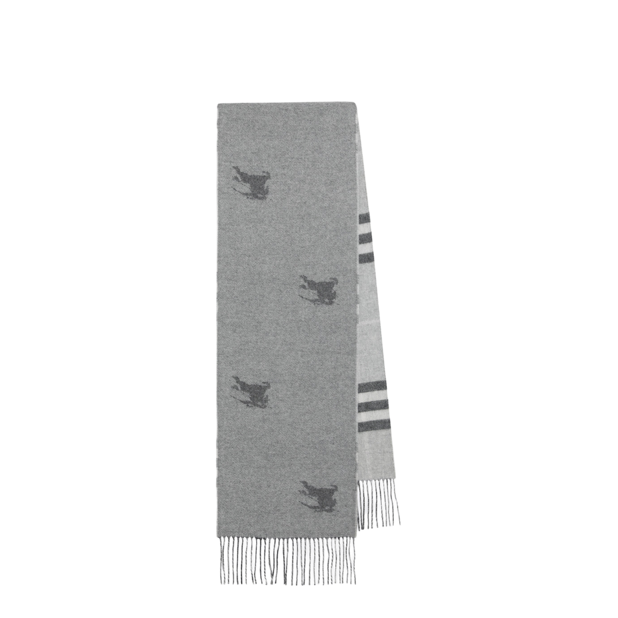 Reversible Check Cashmere Scarf In Grey