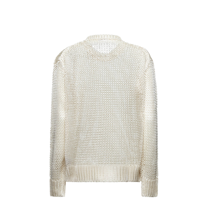 Cream Crochet Sweater White