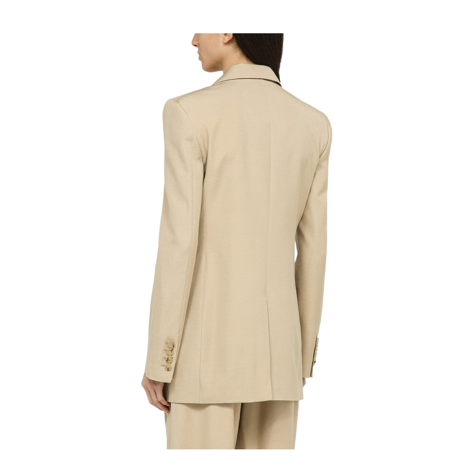 Beige Viscose Double-Breasted Jacket