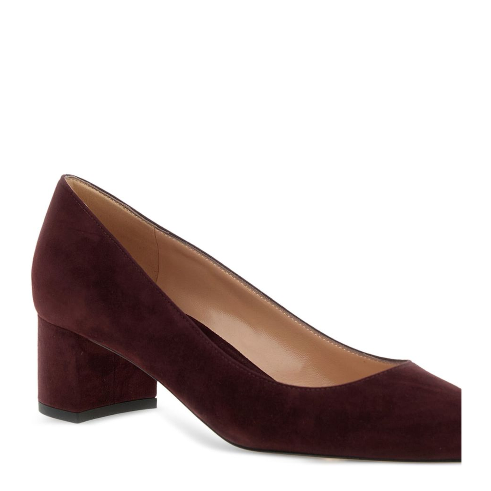 Suede Leather Pumps in Dark Red