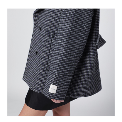 MAYFEYR - Calvin Klein - Grey Double Breasted Houndstooth Coat - 044D531GWO0RJ