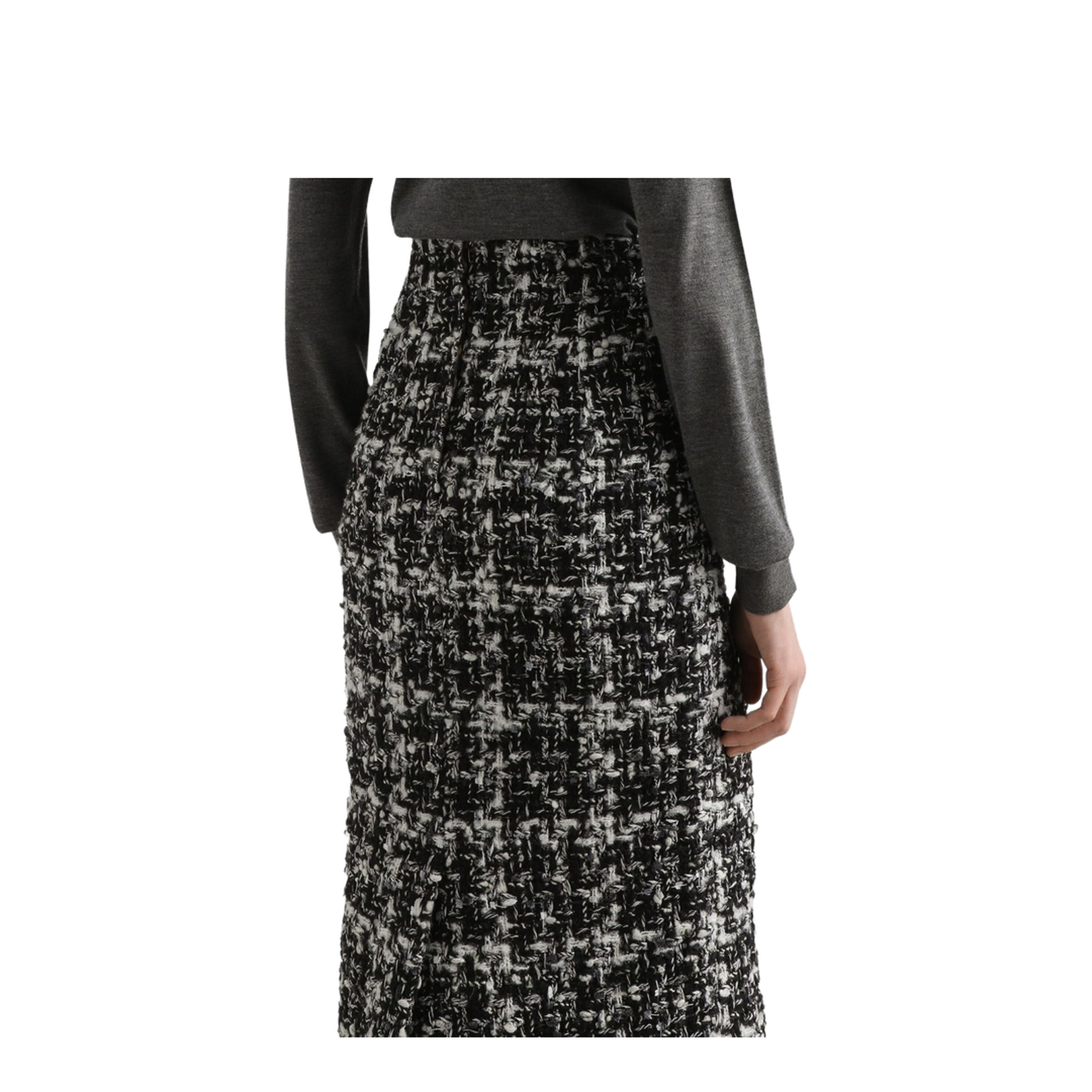 Wool Blend Check Skirt