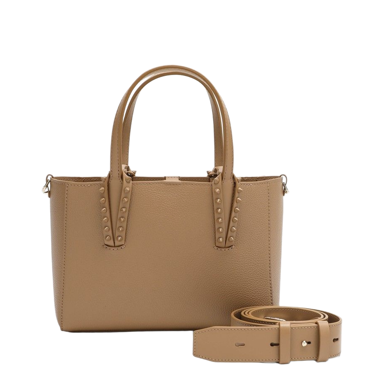 Beige Leather Cabata Mini Tote Bag