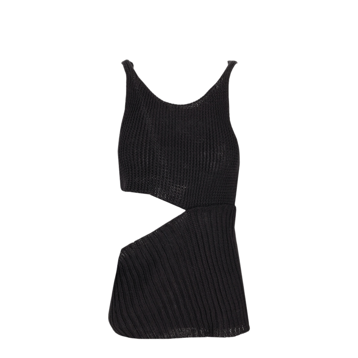 MAYFEYR - ANN DEMEULEMEESTER - Asymmetrical Knitted Black Top - 19012636256099BLACK