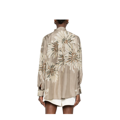 Women's Printed Silk Shirt Beige