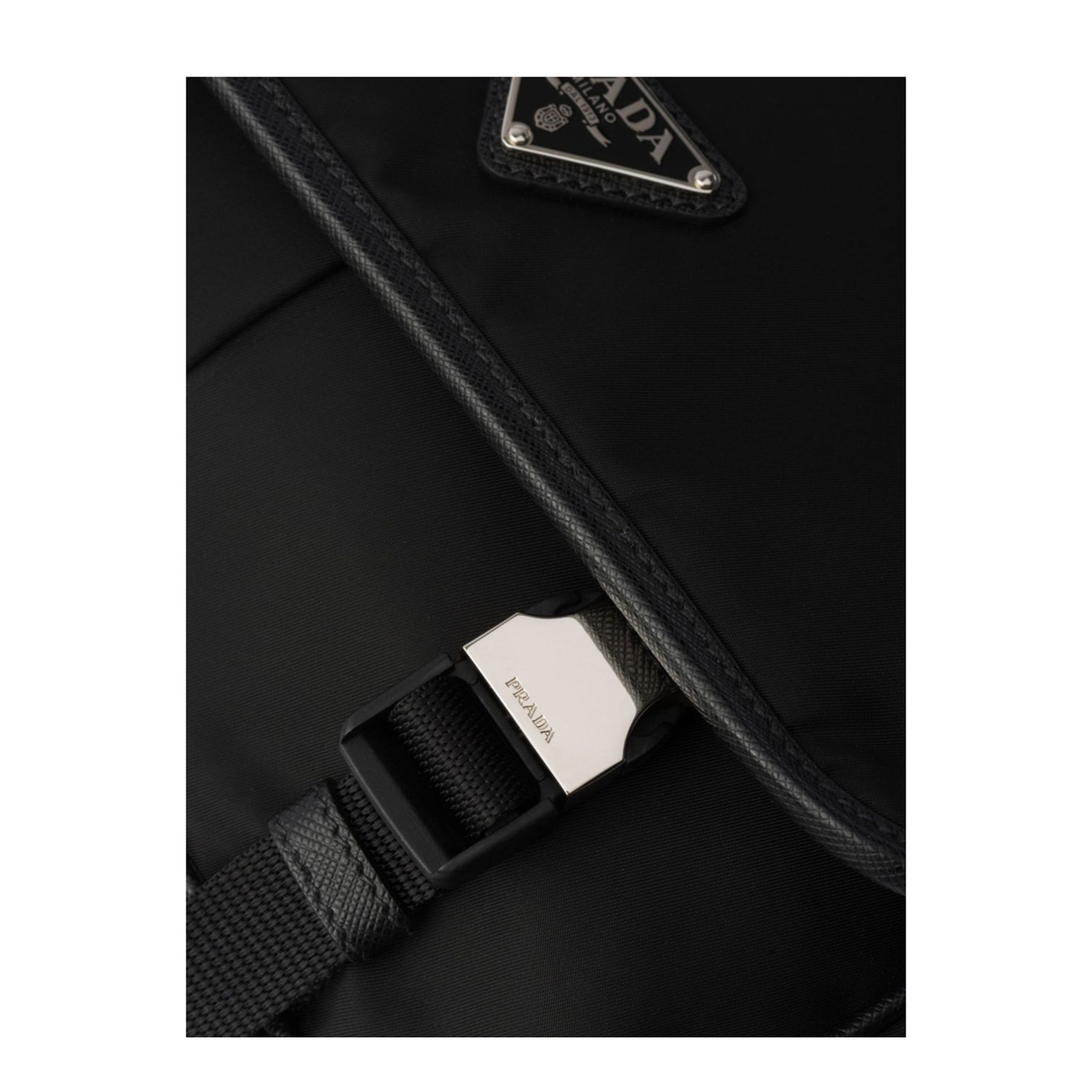 Re-Nylon Saffiano Leather Shoulder Bag - Black