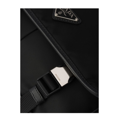 Re-Nylon Saffiano Leather Shoulder Bag - Black