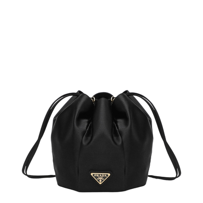 Mini Black Satin Bucket Bag