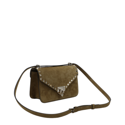 Rockstud Small Suede Shoulder Bag - Havana Beige