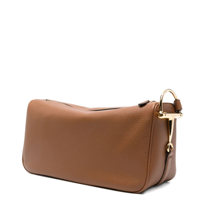 Half Horsebit Medium Grainy Leather Shoulder Bag - Brown Leather